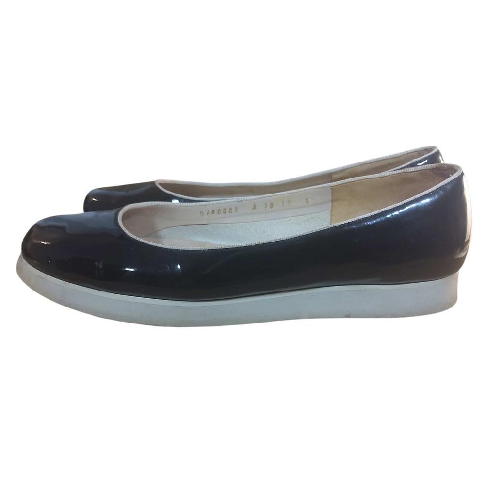 Ferragamo Salvatore Ferragamo Black Patent Platform Ballet Flats Womens 10 B - Picture 16 of 16